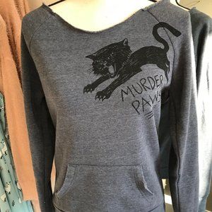 NEW Local Seattle Artist | Black Cat Murder Paws | Scoop Sweatshirt